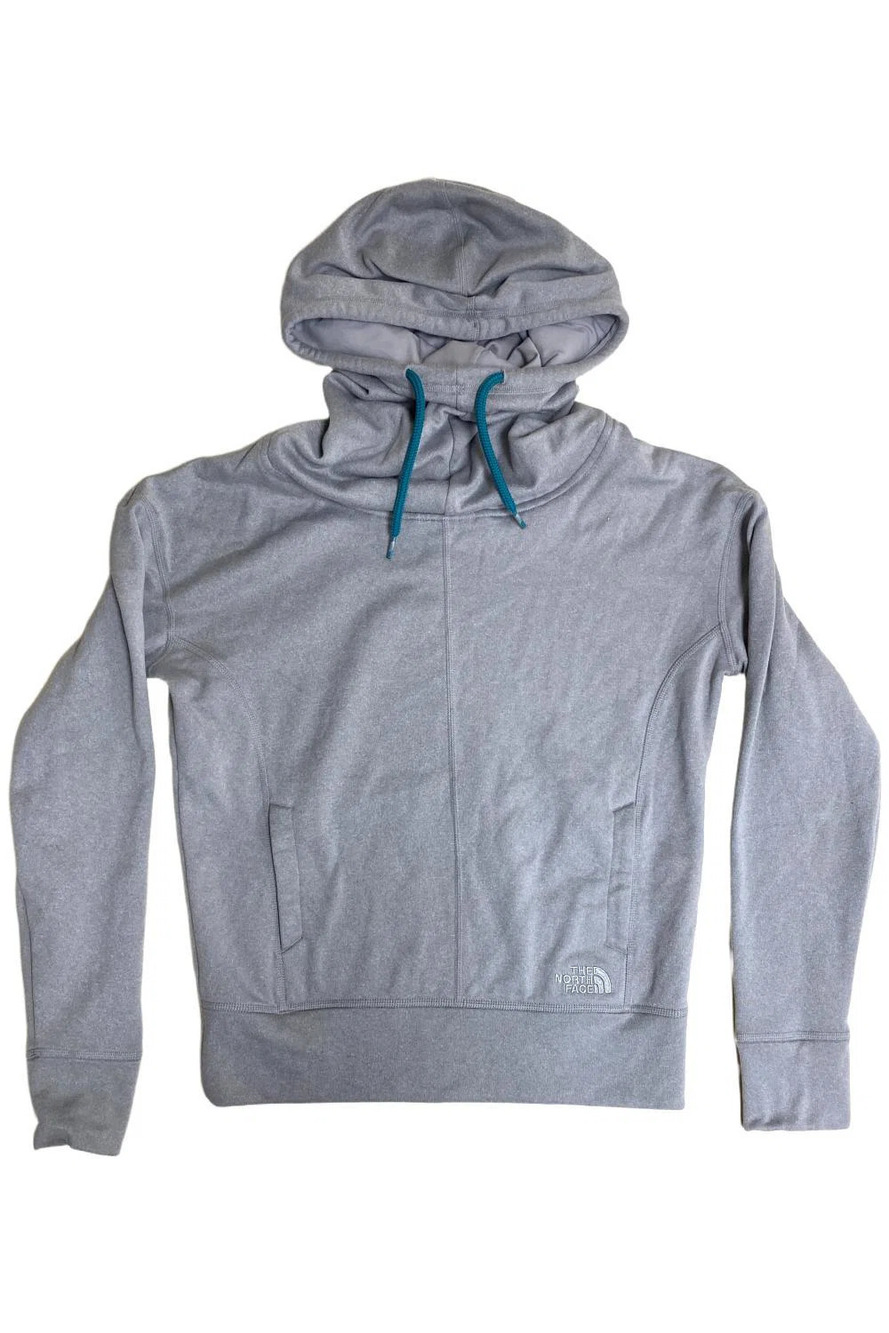 The North Face Women's Long Sleeve TNF Terry Hooded Top Salt Gray/Teal - Regular